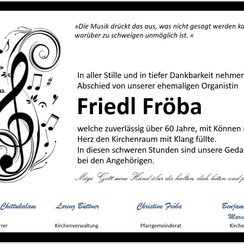 Traueranzeige Friedel Fröba