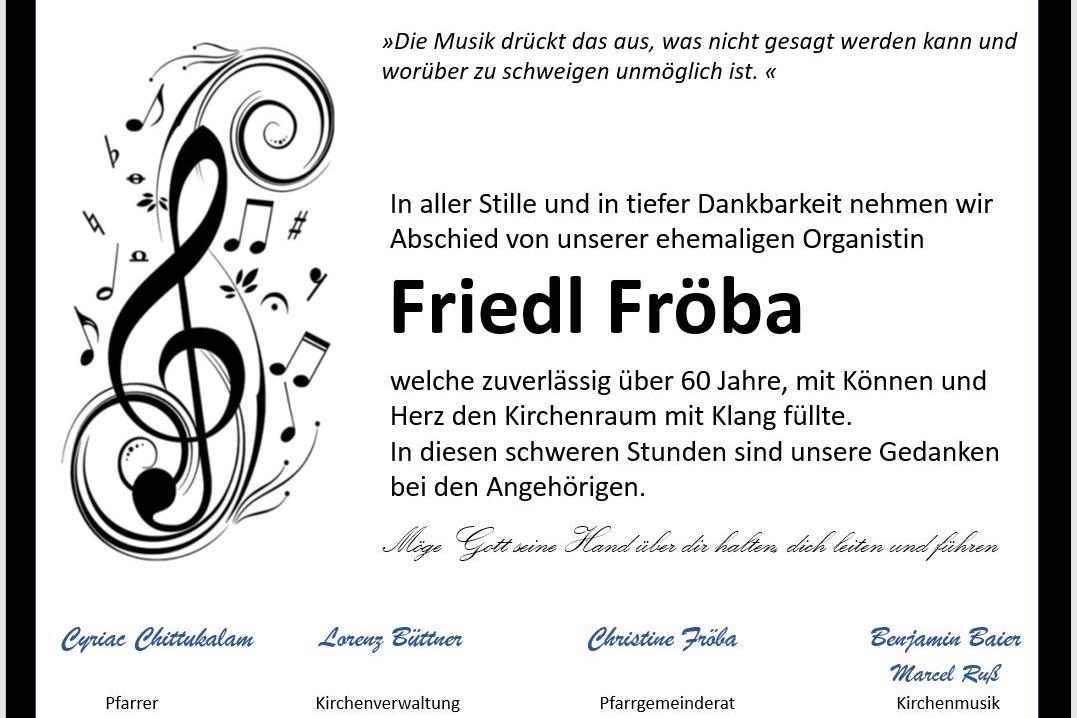 Traueranzeige Friedel Fröba